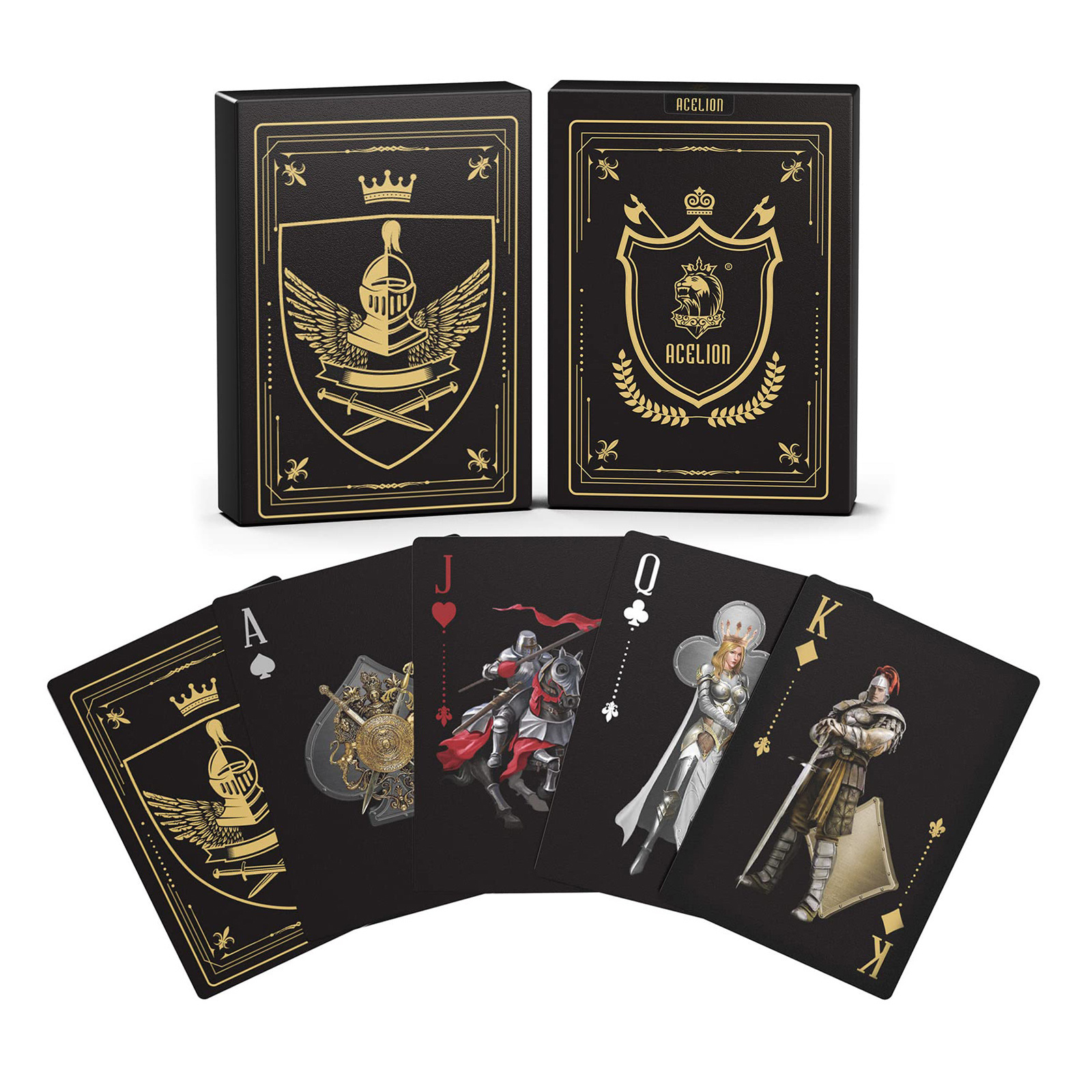 WJPC Poker Game And Party Easy Shuffling Cool Knight Gold 54 Poker Cards Waterproof In Stock Deck Of Card Plastic Playing Cards