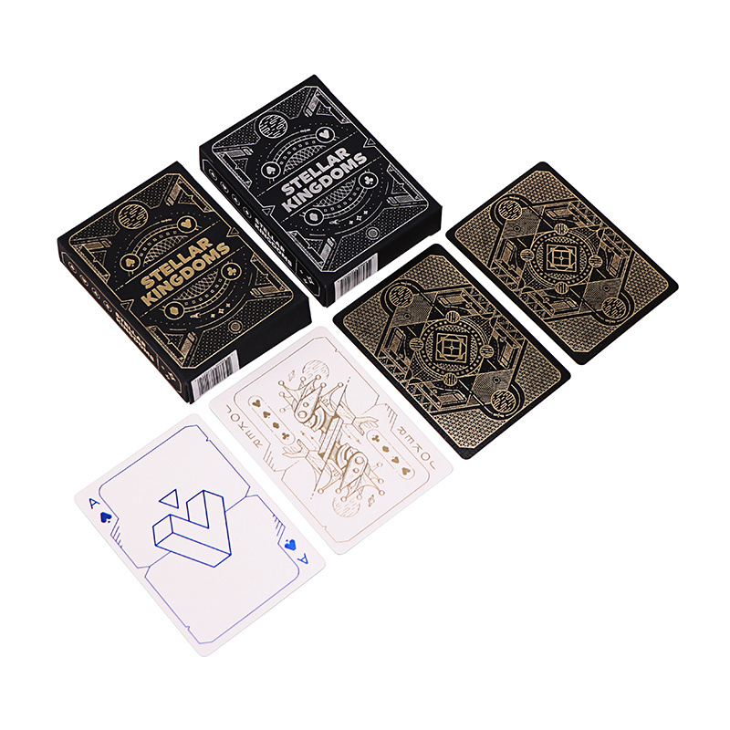 Oem High Quality Personalized Logo Poker Cards Case Custom Printing Black Gold Professional Luxury Playing Cards With Box