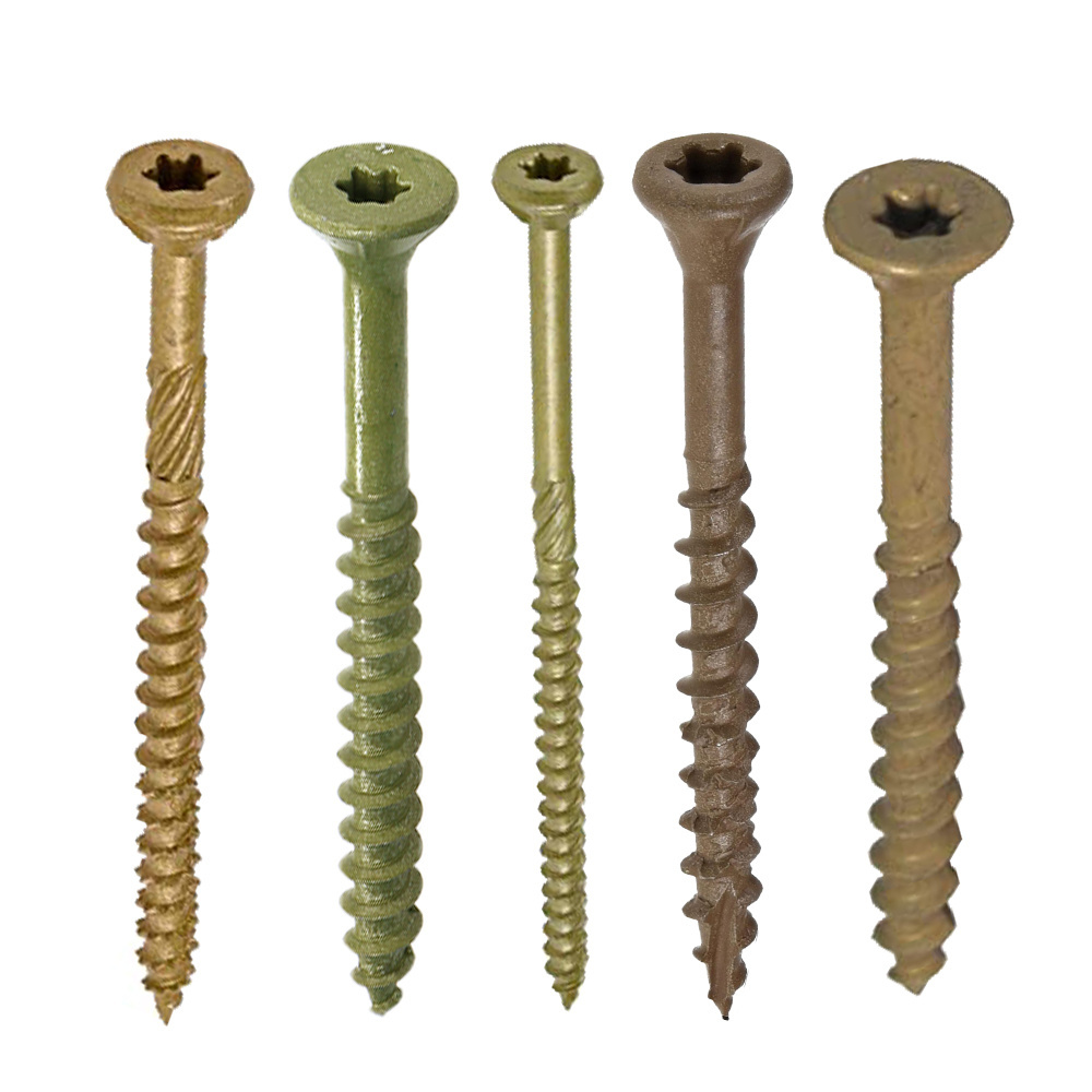 Painted Flat Head Decking Screw Brown Torx Star Drive Square Head Outdoor Self Tapping Ss 316 Stainless Steel Wood Deck Screws