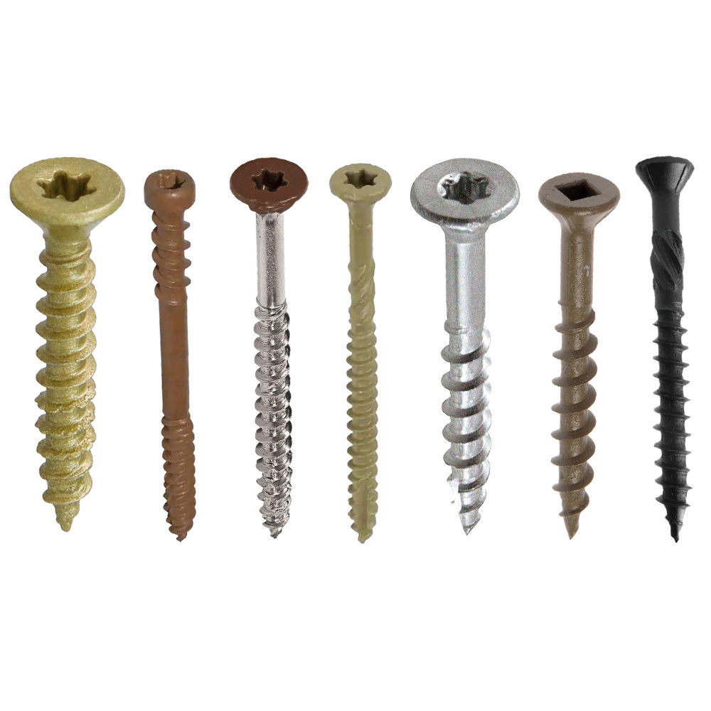 Painted Flat Head Decking Screw Brown Torx Star Drive Square Head Outdoor Self Tapping Ss 316 Stainless Steel Wood Deck Screws