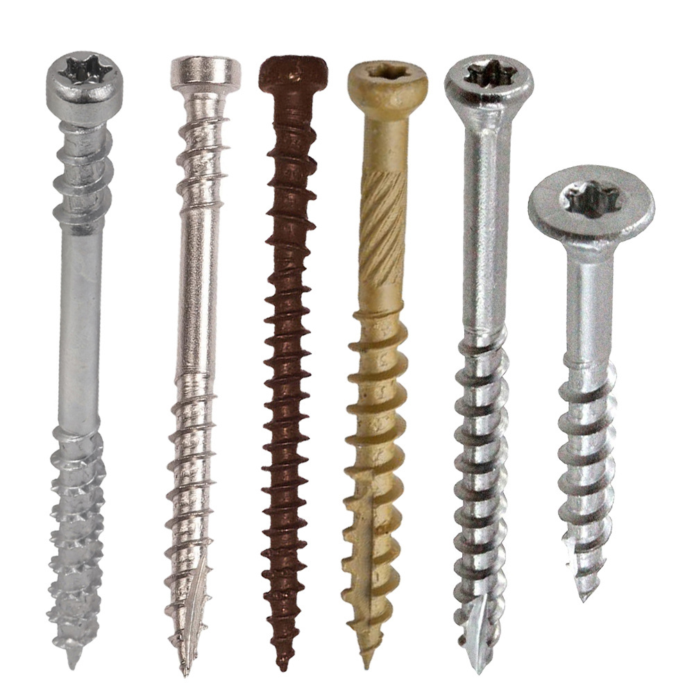 Painted Flat Head Decking Screw Brown Torx Star Drive Square Head Outdoor Self Tapping Ss 316 Stainless Steel Wood Deck Screws