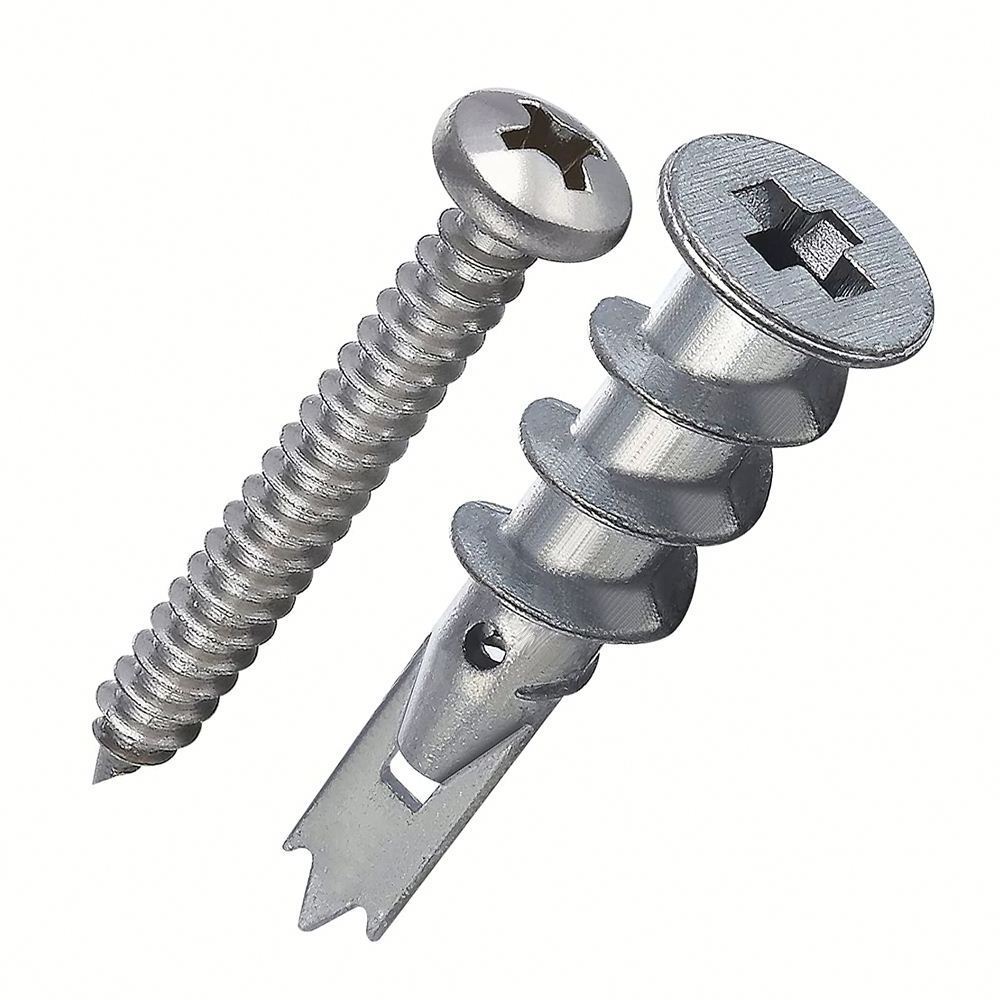 hollow wall bolt anchor with screws drywall m4*32 plastic expansion tube ribbed wall anchors