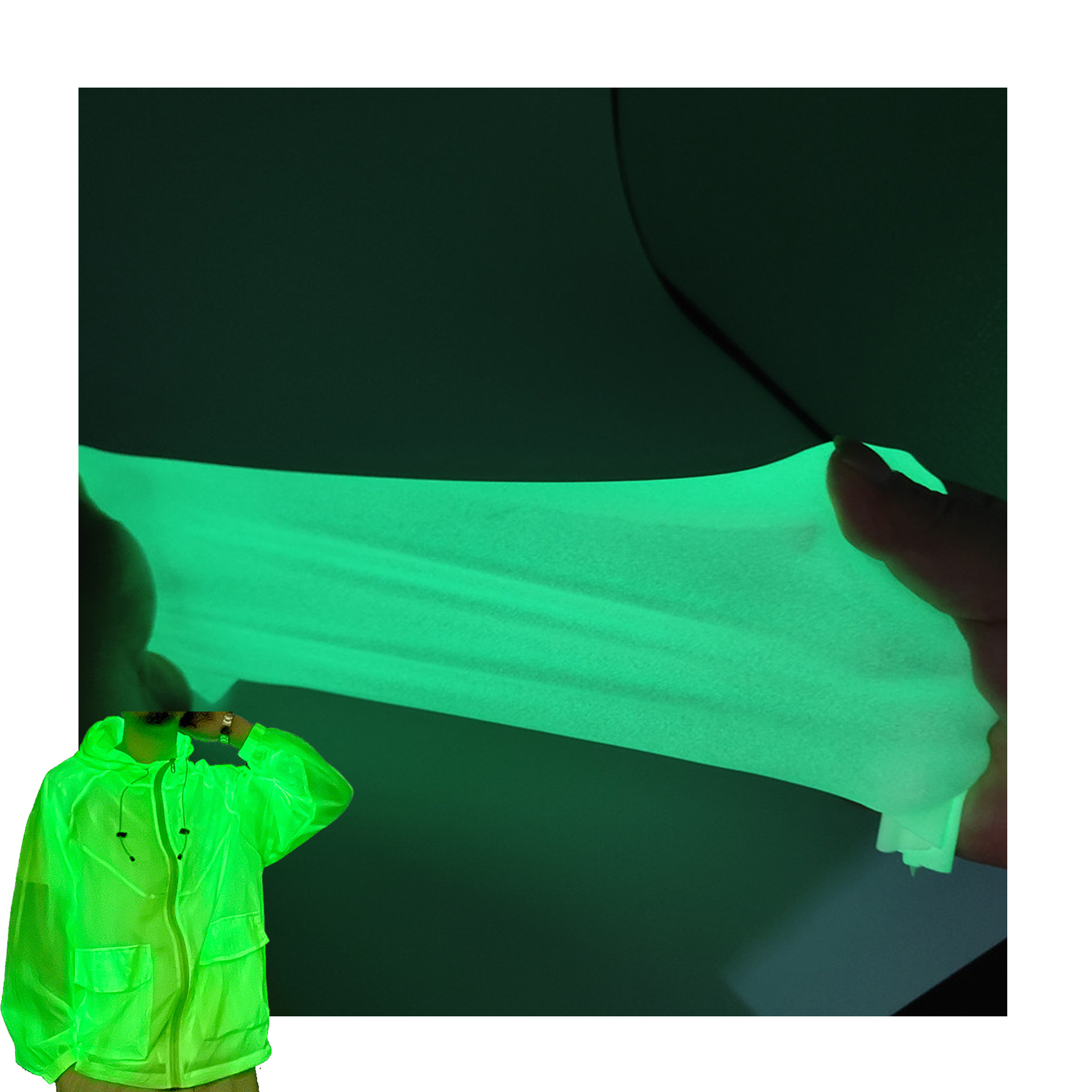 Magical Glowing Fabric Photoluminescent Fabric Glow in the Dark Green Luminous Glowing Fabric