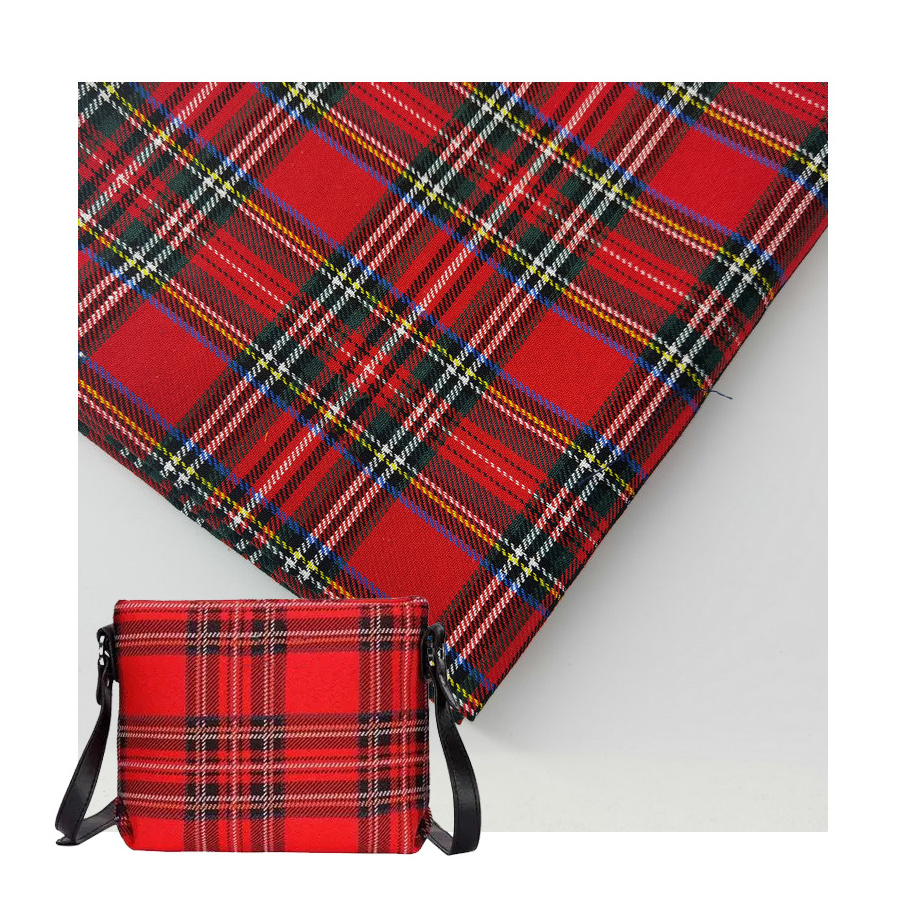 2 size polyester 300D yarn dyed royal stewart tartan durable tartan bag fabric