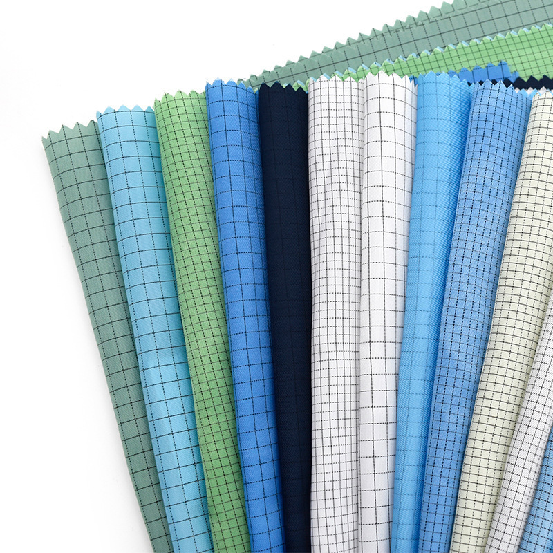 Inventory Check Twill Grid Stripe Polyester Anti-static Plaid ESD Electrically Conductive Fabric