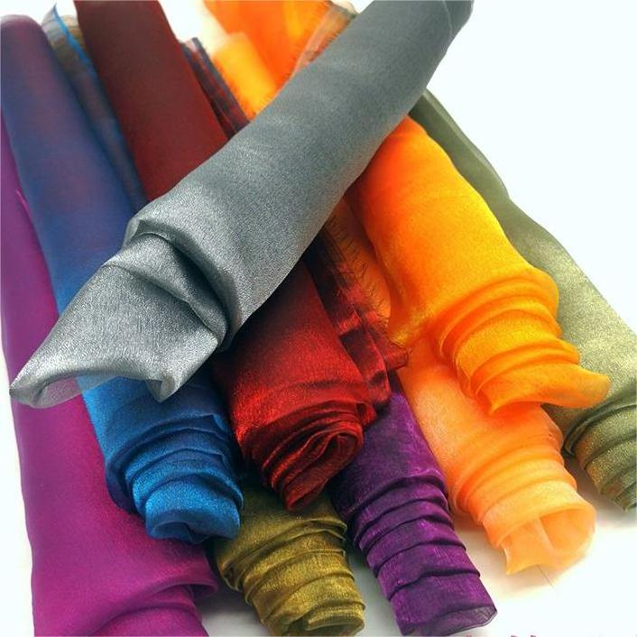 Shiny Metallic Reflective 100% Polyester Liquid Organza Satin Fabric Soft Bright Silk Satin Fabric