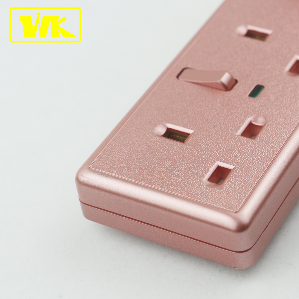 4-Way Hot Sale Electric UK Power Extension Board Socket Lead Switch & Neon- Pink