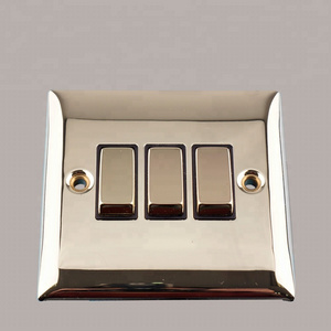 3 Gang 2 Way electrical light switch socket of Brass