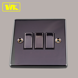 Gun Metal 10AX 3 Gang 2 Way UK Electric Light Switch