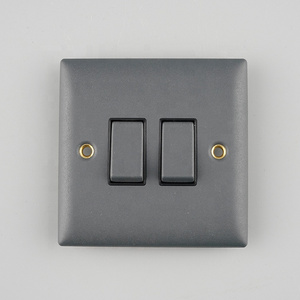 UK Black 2 gang 2 Way Electrical switch Socket