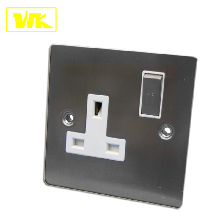 WK 1 Gang 2 Way 13A UK Electrical Plug Socket Wall Switched Socket