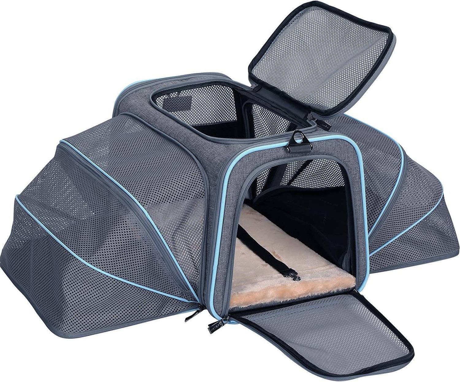 Expandable Cat Carriers Small Dog Carrier, Airline Approved Soft-Sided Portable Washable Pet Travel Carrier with Two Extension