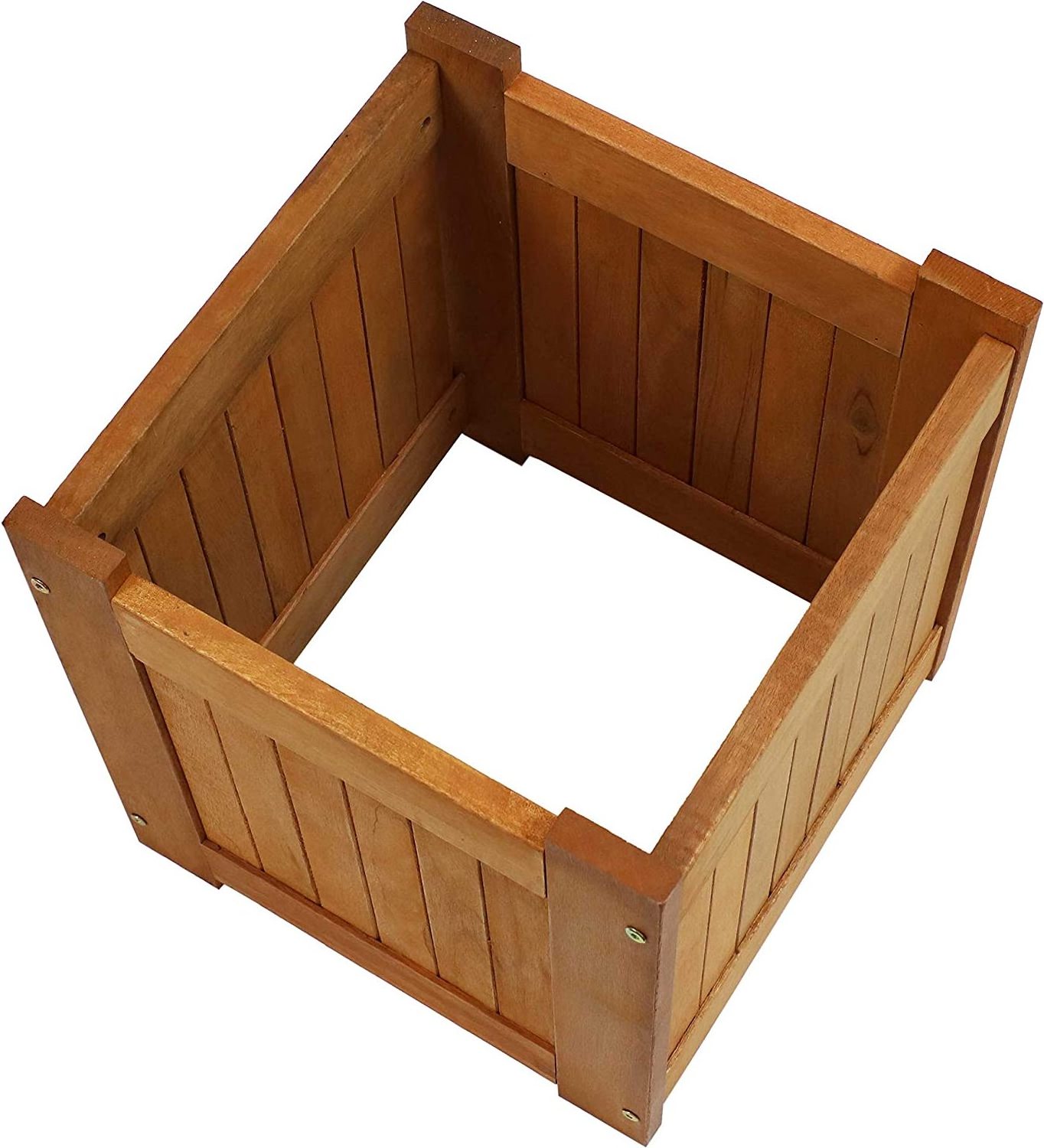 Wood Outdoor Planter Box with Teak Oil  -Porch and Patio - Outside Plant and Vegetable Container