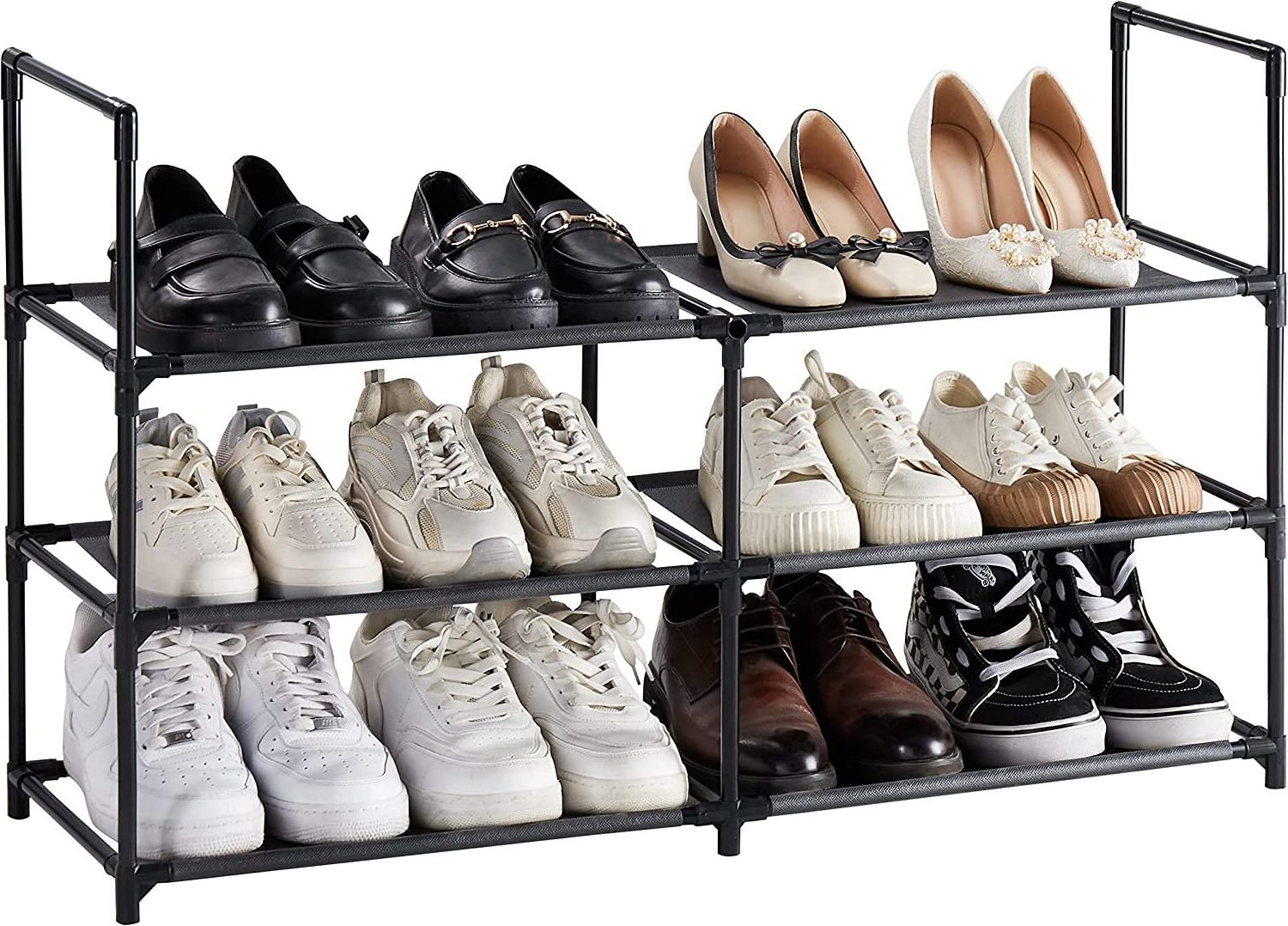 Shoe Rack Shoe Organizer, 3 Tier Shoe Rack for Entryway, Shoe Shelf Shoe Storage Free Standing Metal Shoe Rack for Closet