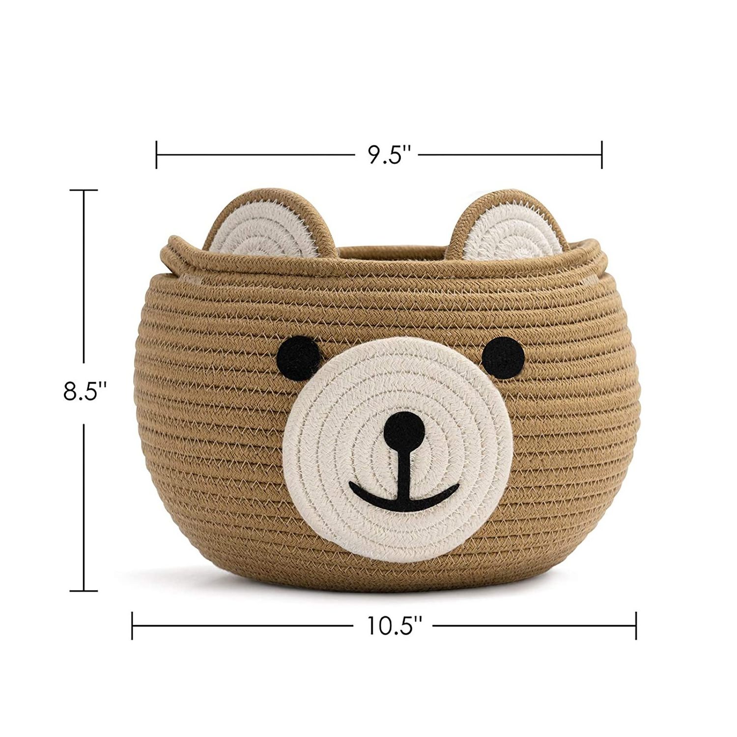 Cute Bear Round Basket - Cotton Rope Baskets in Living Room Woven Baby Shower for Children Corner Plant Basket