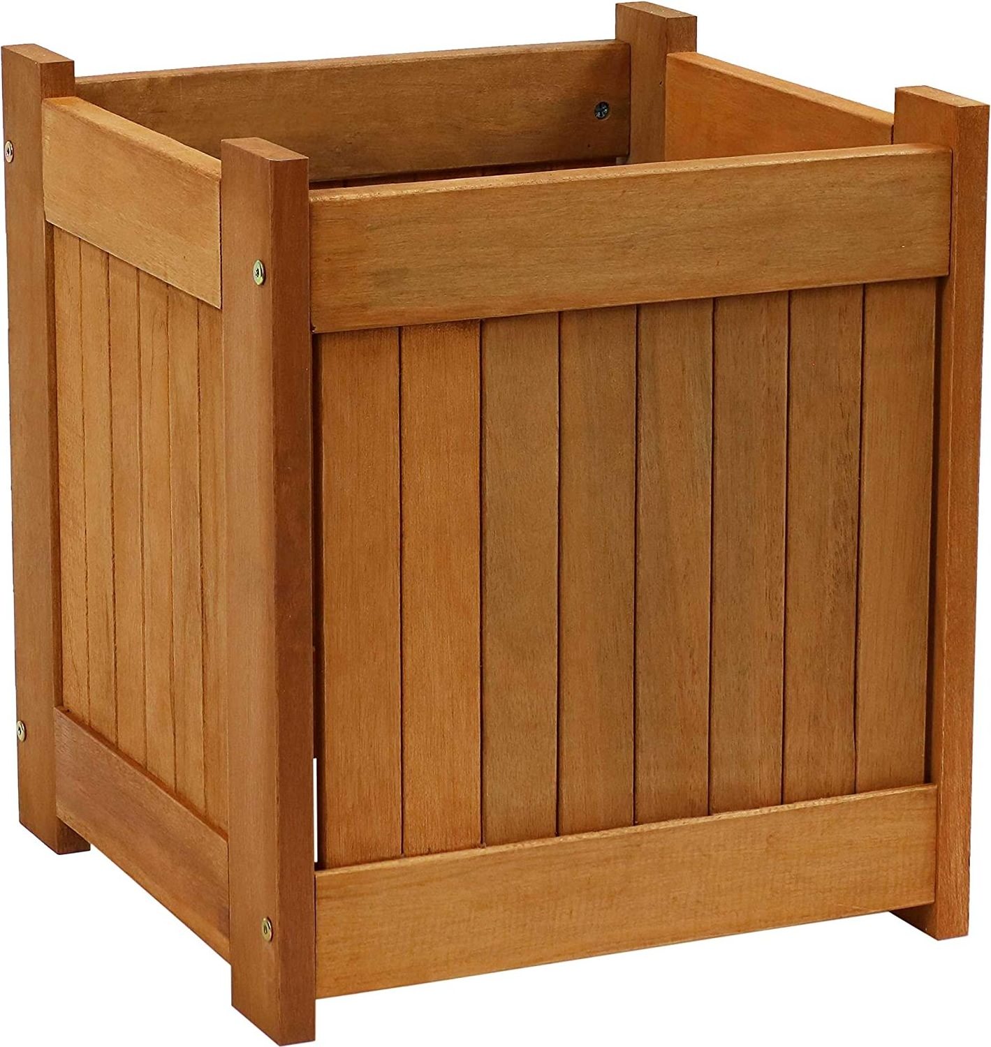 Wood Outdoor Planter Box with Teak Oil  -Porch and Patio - Outside Plant and Vegetable Container