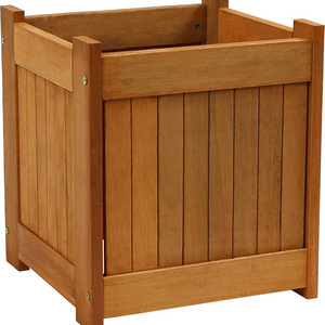 Wood Outdoor Planter Box with Teak Oil  -Porch and Patio - Outside Plant and Vegetable Container