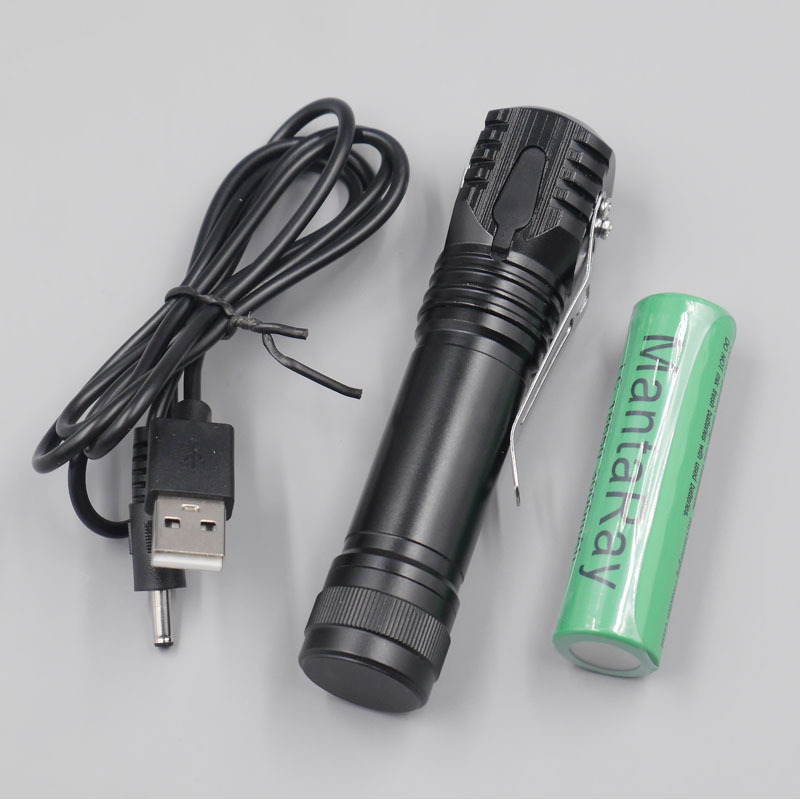 Portable XP-G3 Aluminum Alloy LED Magnet Mini USB Torch 3-Mode Pocket Clip for Outdoor Camping & Flashlight Light