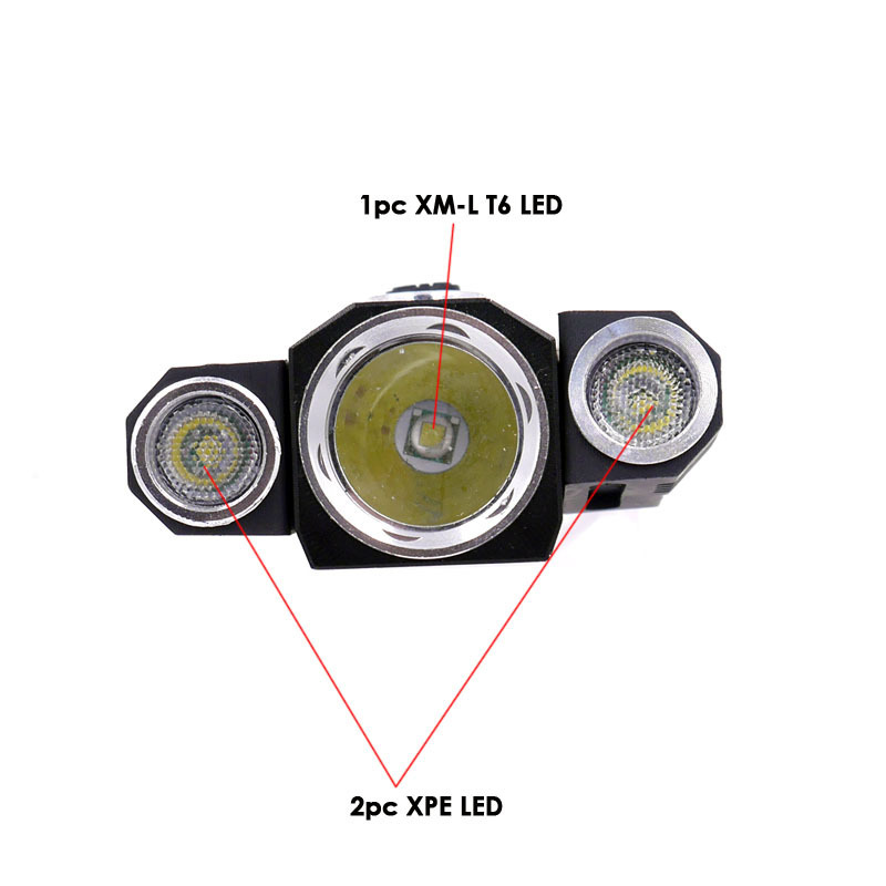 3LEDs XM-L T6+2XPE LED Flashlight 180Degree Adjustable Tactical Torch Magnet Working Light 18650 Battery Lanterna