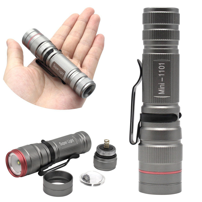 Mini-1101 XPE Q5 Flashlight Torch Mini Flashlight Zoomable Flashlights Portable EDC Torch Small Zoom Linterna 3-MODE (AA/14500)