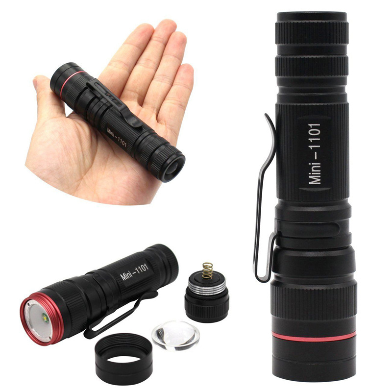 Mini-1101 XPE Q5 Flashlight Torch Mini Flashlight Zoomable Flashlights Portable EDC Torch Small Zoom Linterna 3-MODE (AA/14500)