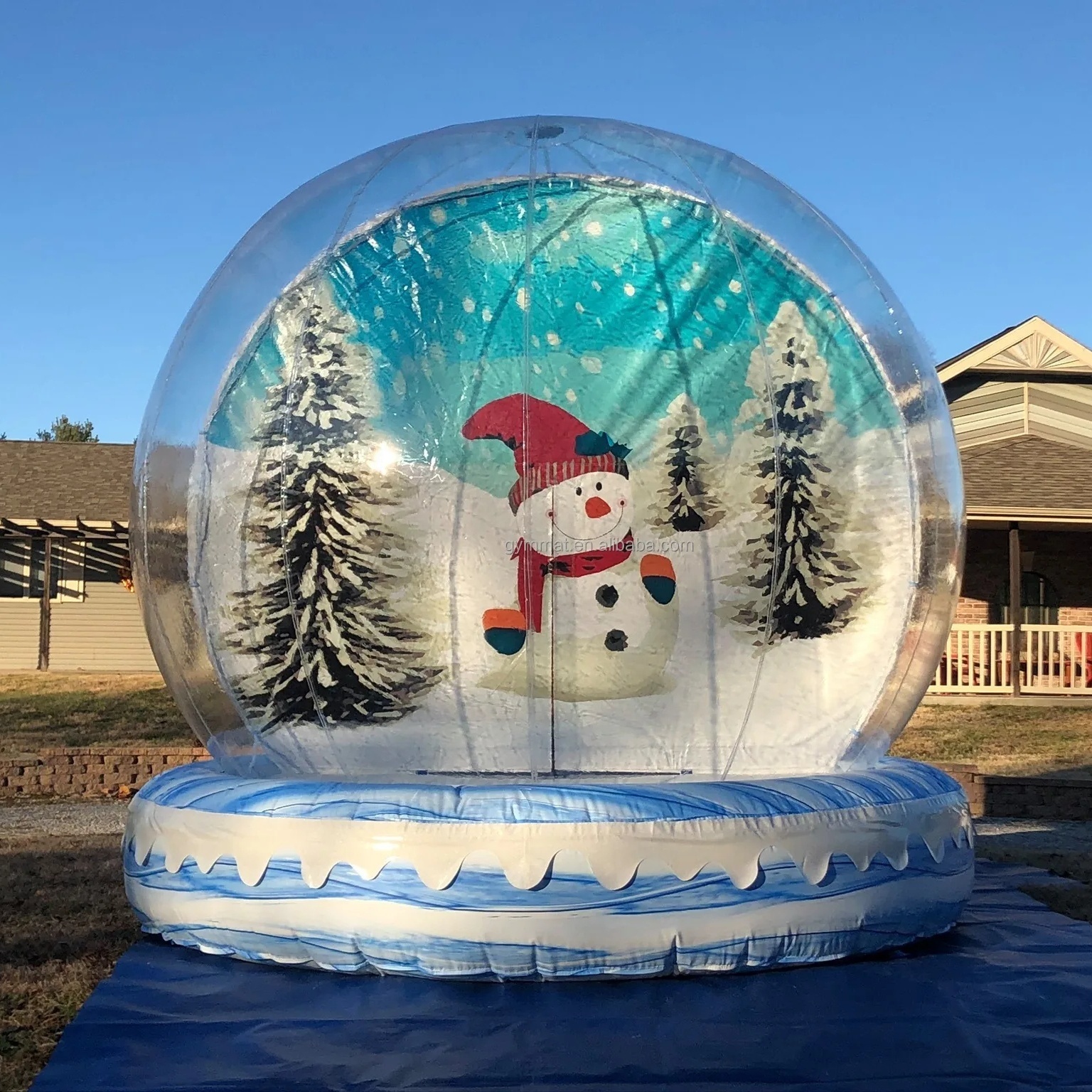 outdoor christmas Nice big snow globe balloon inflatable human size snow globe with custom backdrop print