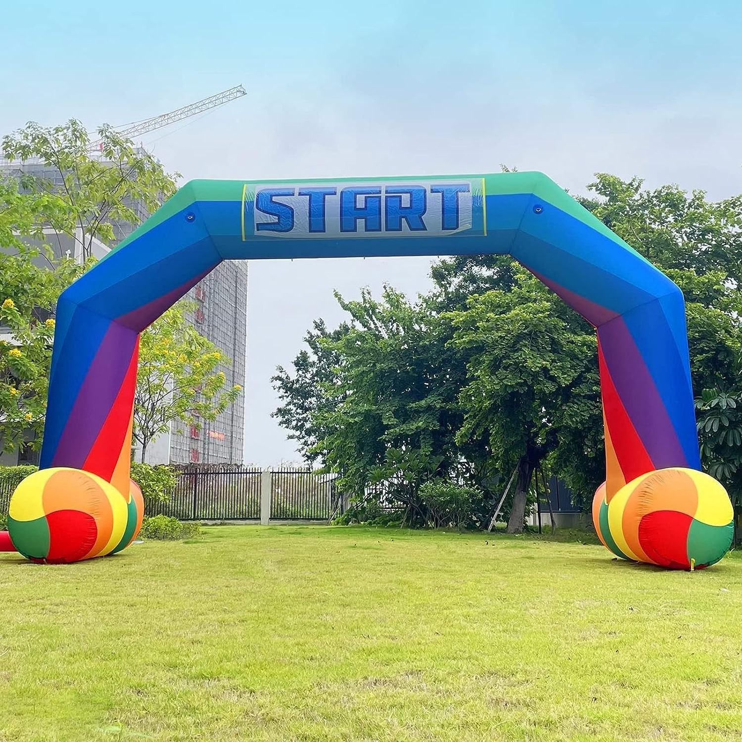 custom lighted inflatable rainbow arch for event inflatable finish line arch