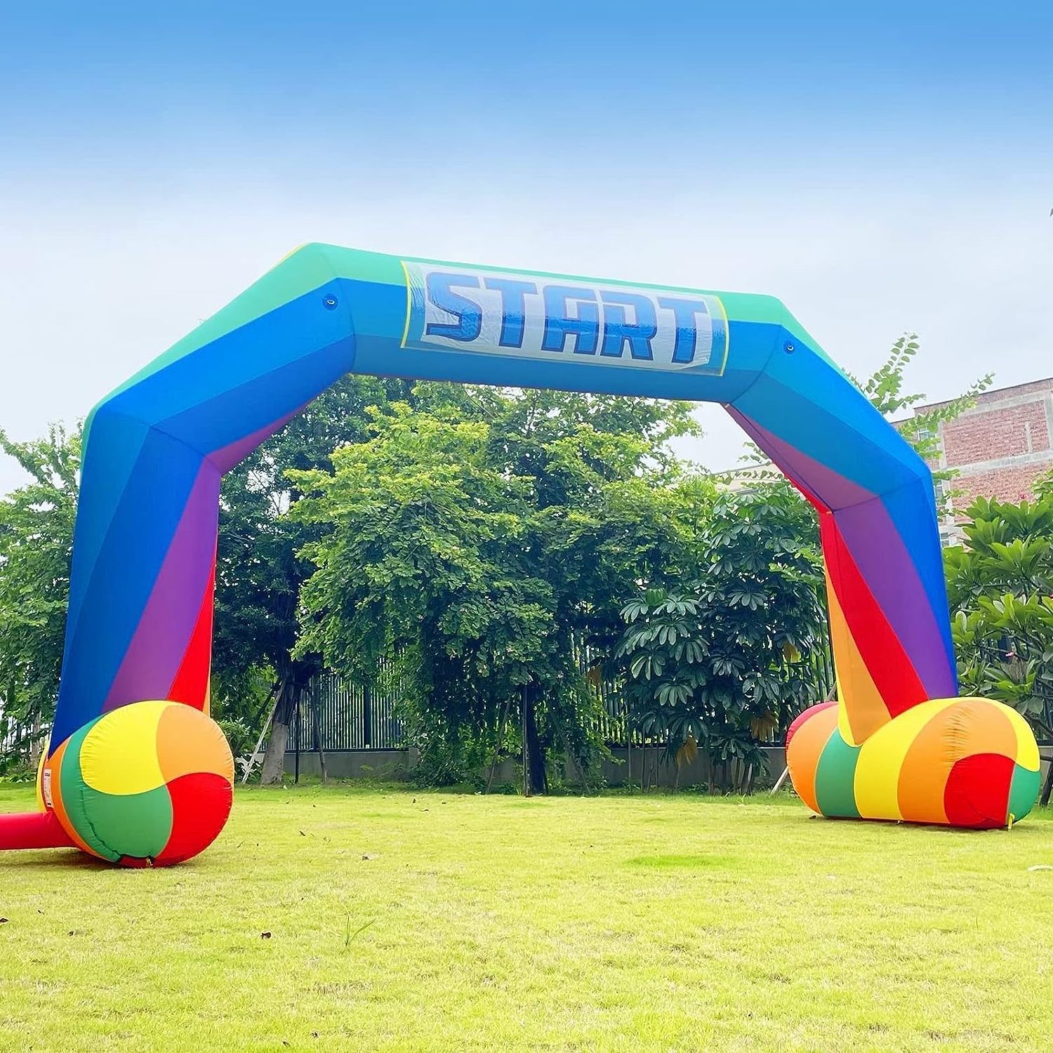 custom lighted inflatable rainbow arch for event inflatable finish line arch