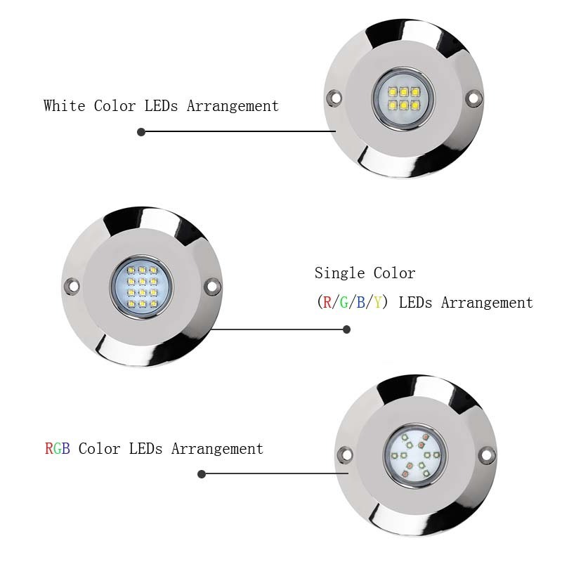 WEIKEN 316L Stainless Steel Marine Underwater LED Boat Lights Waterproof IP68 Submarine Lights For Ship Yacht Boats Dock