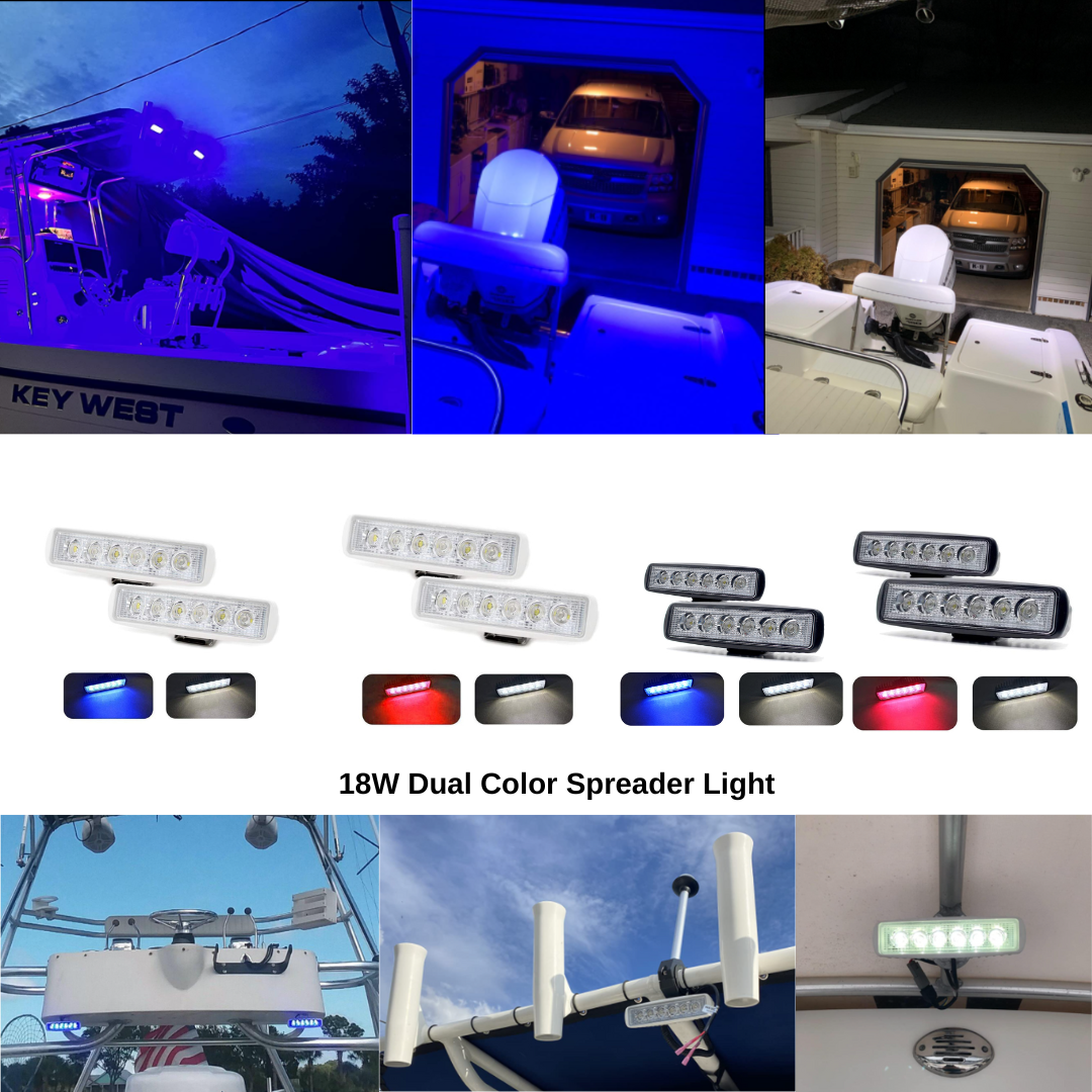 Waterproof 18W Deck Dock Marine Spotlights For Boat Pontoon Fishing Truck