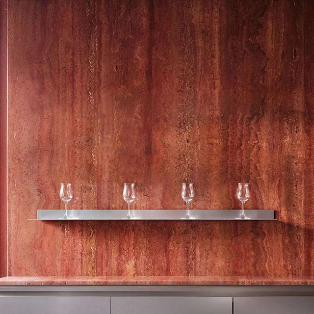 Red Marble Floor Tiles High Quality Slab Kitchen Counter Top for Hotel Projects