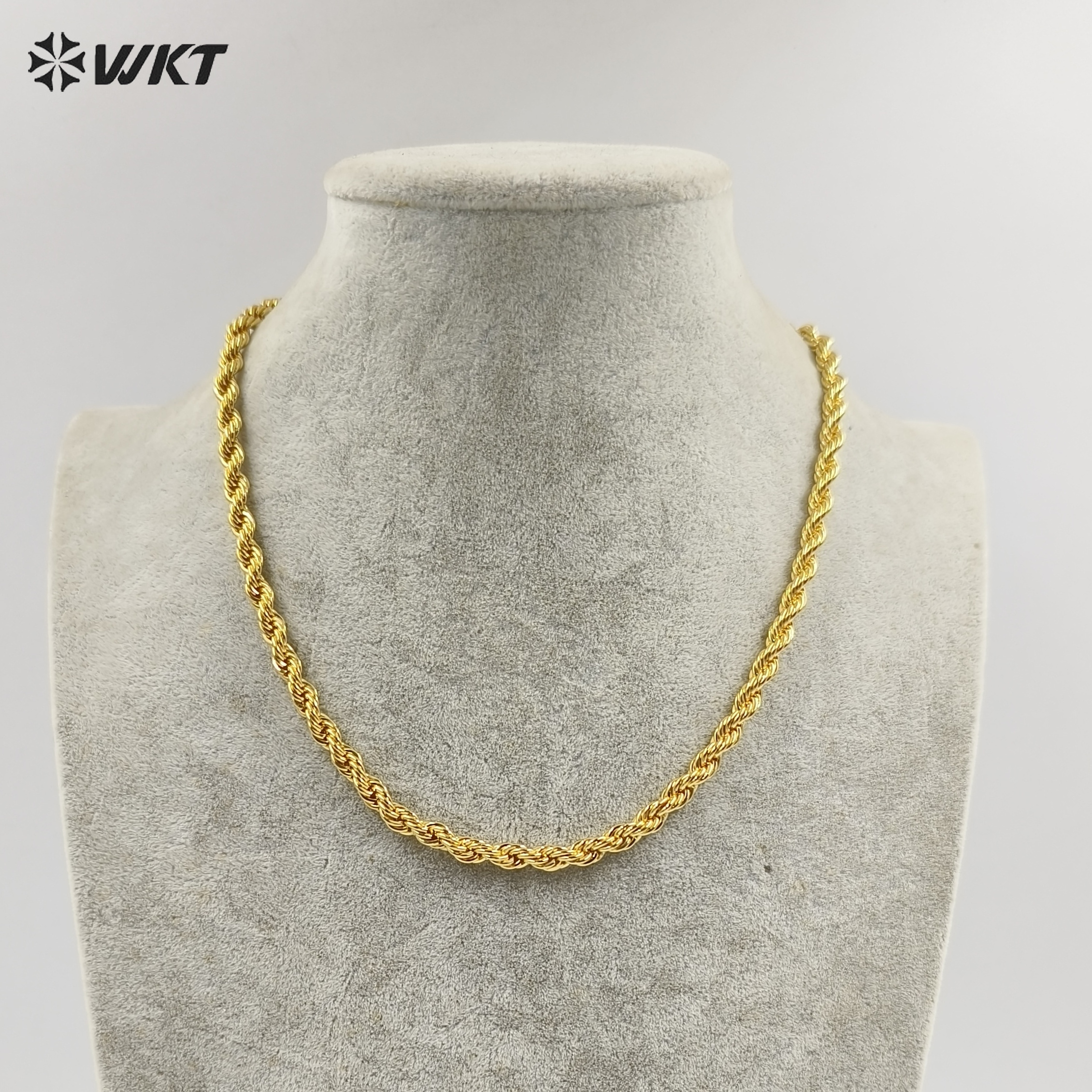 WT-BFN024 WKT special yellow brass Chain Necklace Fashion Choker Jewelry Accessories Durable Decoration twisted chain