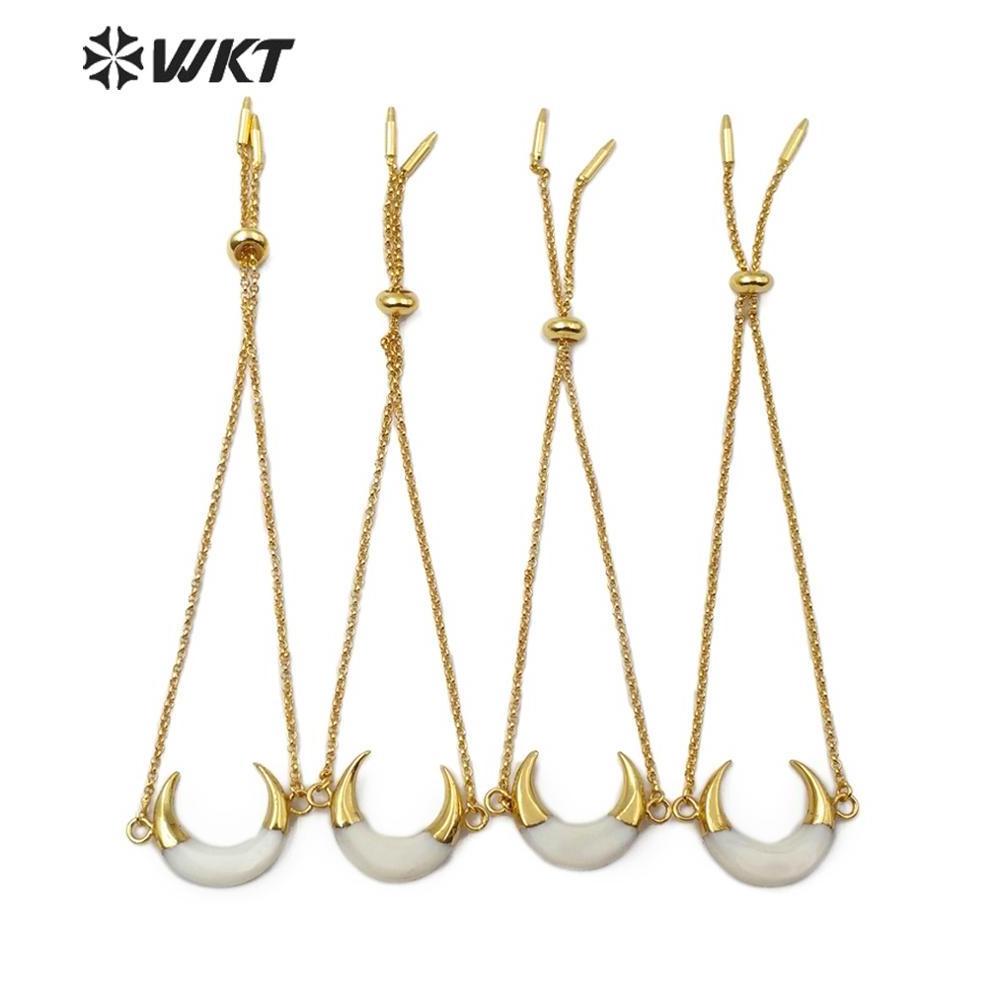 WT-B500 Newest Crescent Shell Bracelets Fashion Crescent Horn Shape Bracelet Women Stylish Shell Charm Bangle