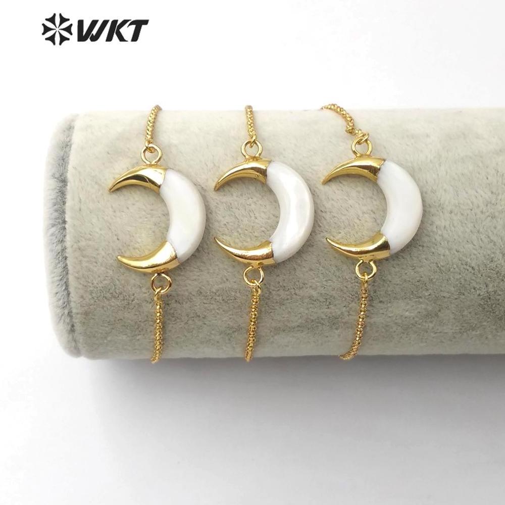 WT-B500 Newest Crescent Shell Bracelets Fashion Crescent Horn Shape Bracelet Women Stylish Shell Charm Bangle