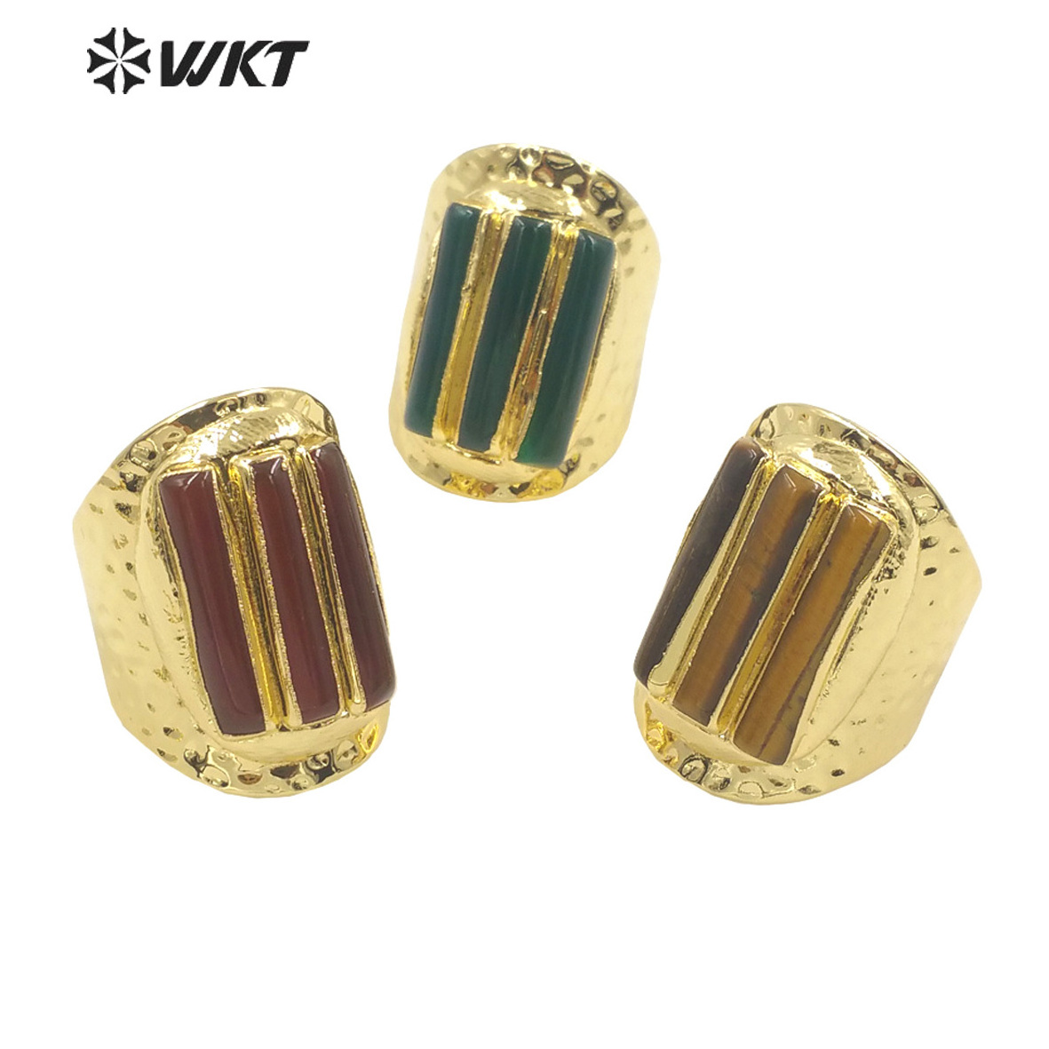 WT-R413 European and American rings Rock 18k real Gold Plated Multicolor Gemstone Rings Women's Jewelry Natural Gemstone Rings