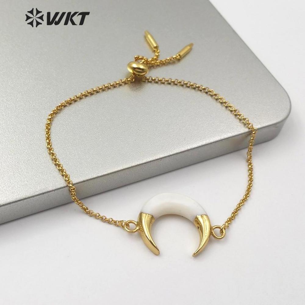 WT-B500 Newest Crescent Shell Bracelets Fashion Crescent Horn Shape Bracelet Women Stylish Shell Charm Bangle