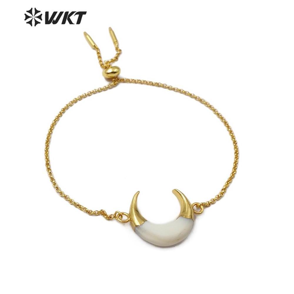 WT-B500 Newest Crescent Shell Bracelets Fashion Crescent Horn Shape Bracelet Women Stylish Shell Charm Bangle