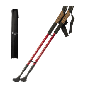 outdoor aluminium anti-shock hiking sticks cork grip trekking poles 3 sections telescopic carbon fiber ski pole for walking