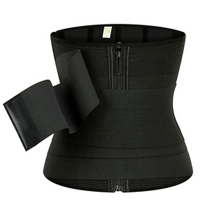 Women's Detachable Tummy Control Wrap Bandage Belt+Zipper Brown Waist Trainer Shaper Fitness Body Slimming Waist Corset