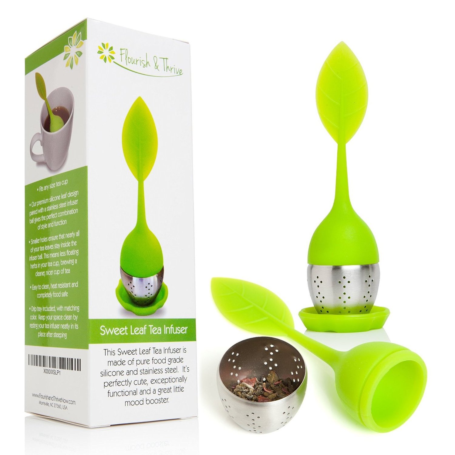 Wholesale Kitchen Outdoor Leaf Shape Stainless Steel Tea Strainer Ball Filter Tea Infusers With Silicone Handle