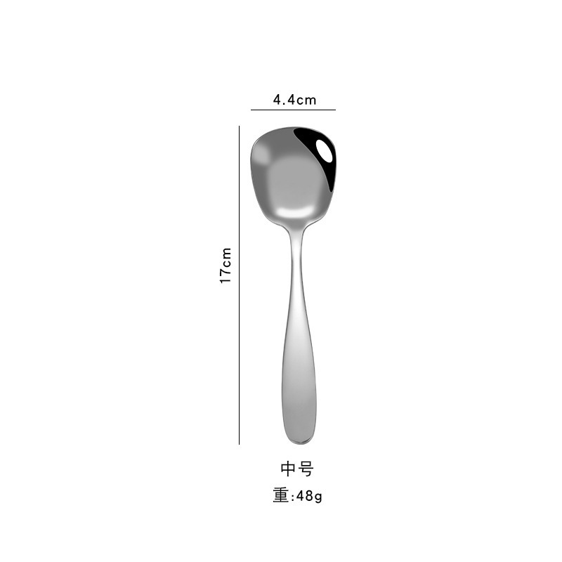 Custom Chinese 304 Stainless Steel Spoon Home Factory Direct Chinese Square Head Wide Mouth Flat Bottom Deepening Soup Spoon