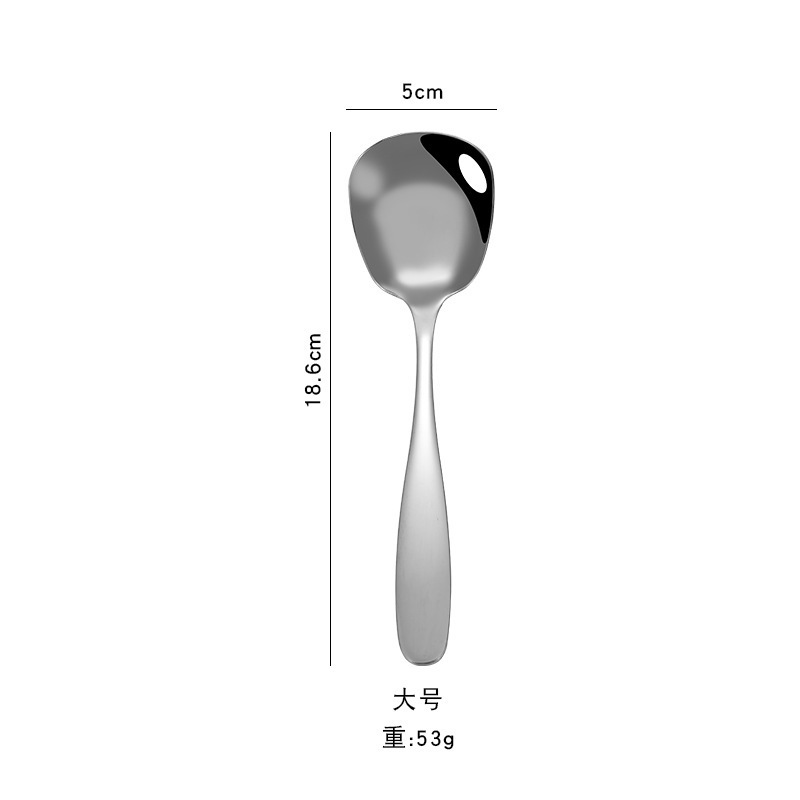 Custom Chinese 304 Stainless Steel Spoon Home Factory Direct Chinese Square Head Wide Mouth Flat Bottom Deepening Soup Spoon