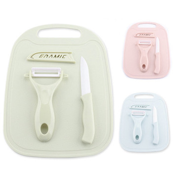 New 3pcs/set Non-Slip Plastic Vegetable Fruit Peeler Ceramic Knife Chopping Boards Cutting Board