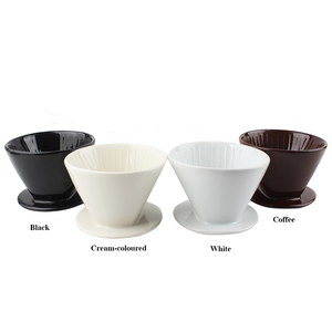 Wholesale Color Glazed Filter V Shape Pour Over Ceramic Coffee Dripper With Cup Stand