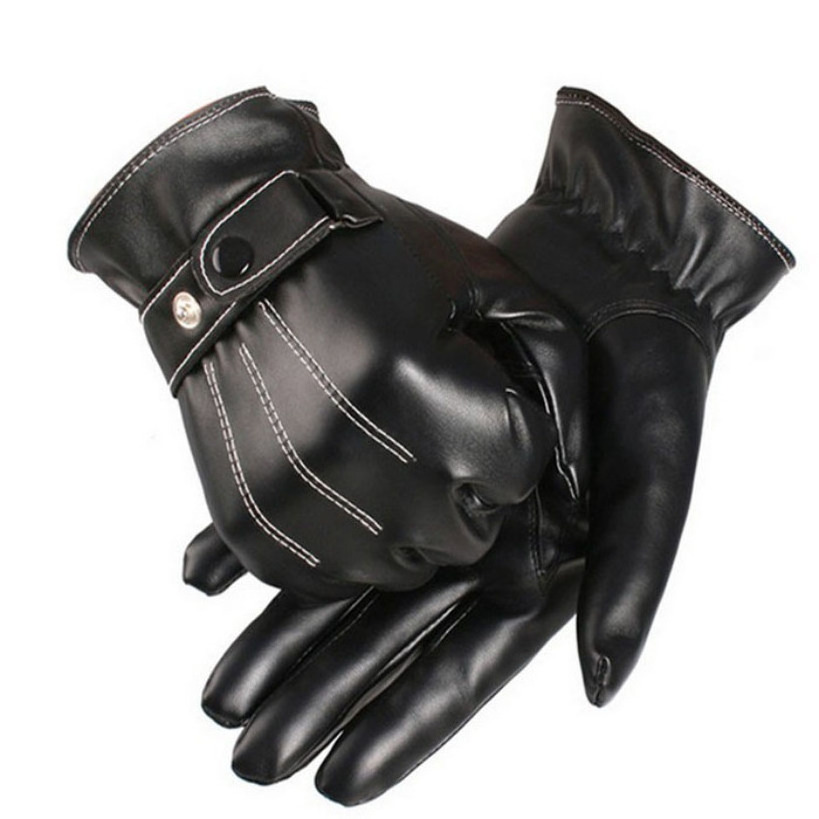 Mens Windproof Thermal Gloves Winter Warm Cold Weather Anti Slip Cycling PU Leather Gloves