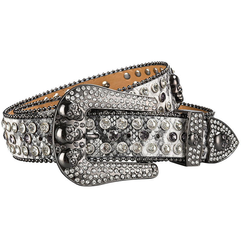 Custom Luxury Crystal Men Women Unisex Diamond Studded Rhinestone Western Designer Leather Belts