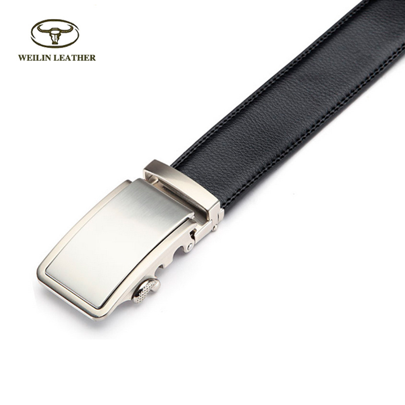 Customized Belt Buckle Classic Vintage Custom Logo Genuine Ratchet Sliding Automatic Leather Belt For Men