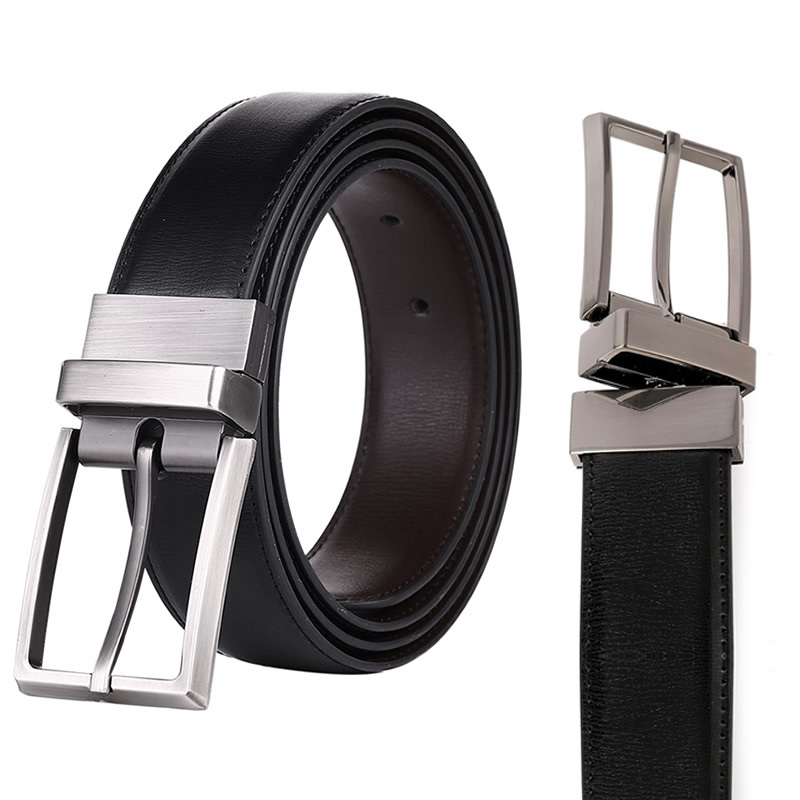 Wholesale Custom Logo Genuine Cow Leather Belt For Men With Reversible Pin Buckle Men Belts