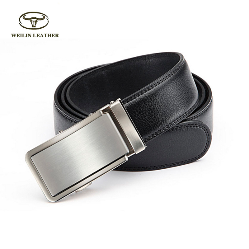 Customized Belt Buckle Classic Vintage Custom Logo Genuine Ratchet Sliding Automatic Leather Belt For Men