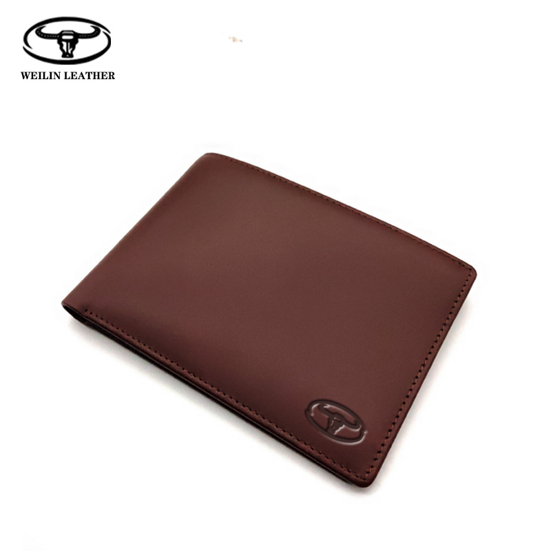 Wholesale Top Quality Luxury Genuine Leather Wallets Mens Purse Business commute Vintage Cowhide Custom Imprint Gift Wallet